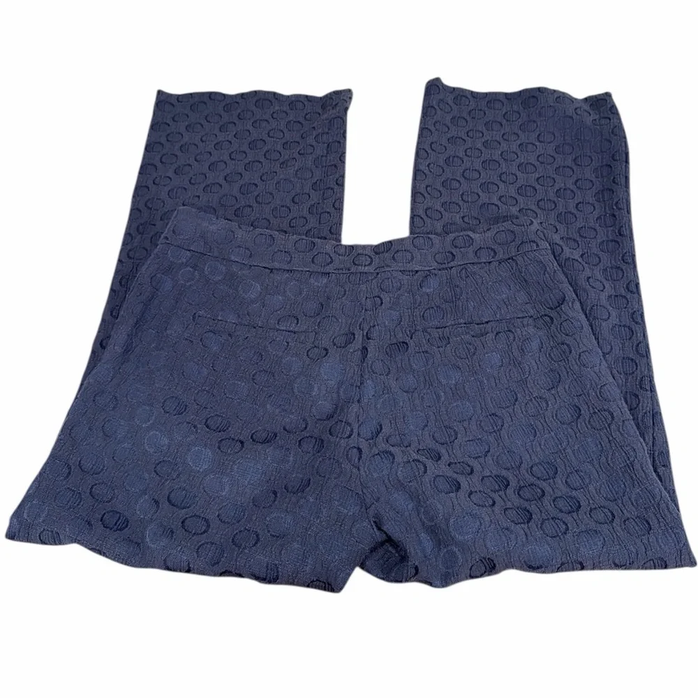 Ann Taylor Navy Jacquard Crop Wide Leg Pants Textured Trouser Size 2